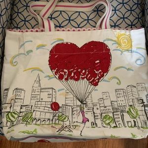 Brighton Free Your Heart Cotton Canvas B Mine Tote Purse